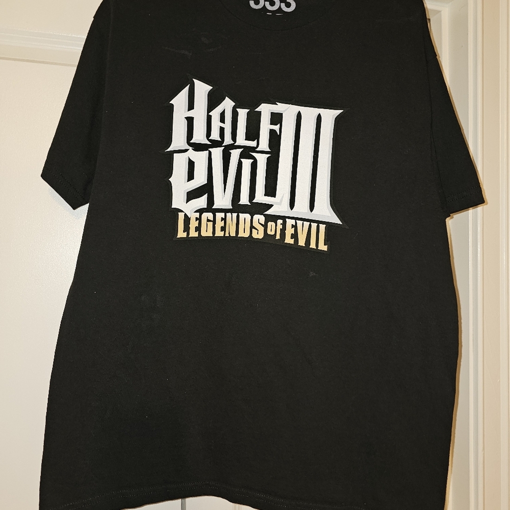 Half Evil 333 large graphic t-shirt